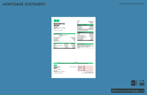 Lettland Magnetiq Bank Hypothekenabrechnung – Beispiel-Word- und PDF-Vorschau